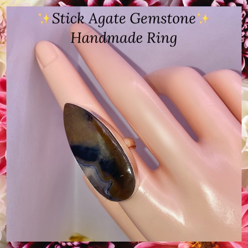 Stick Agate Gemstone Handmade Ring